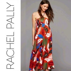 RACHEL PALLY Red Leaf Print Reversible Halter Maternity Dress, Size XS, LIKE NEW